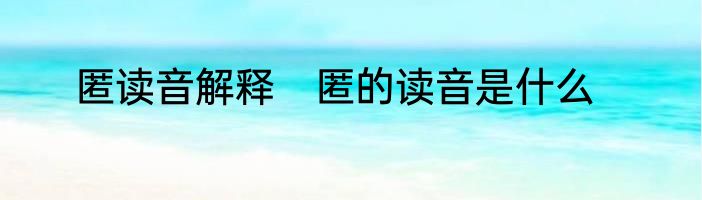 匿读音解释　匿的读音是什么