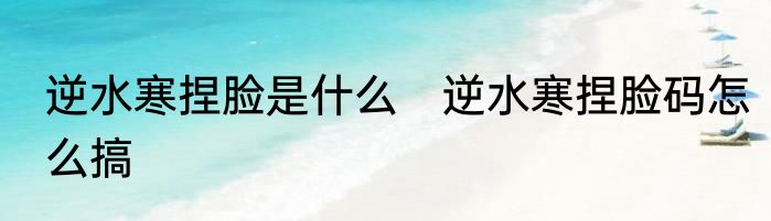 逆水寒捏脸是什么　逆水寒捏脸码怎么搞