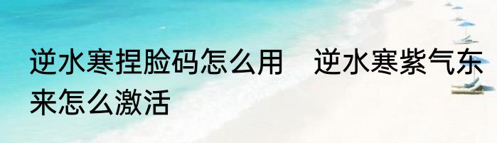 逆水寒捏脸码怎么用　逆水寒紫气东来怎么激活