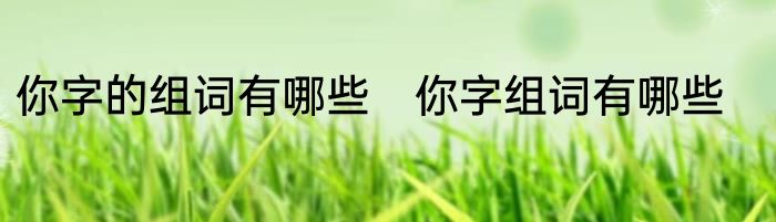 你字的组词有哪些　你字组词有哪些