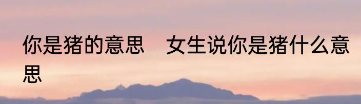 你是猪的意思　女生说你是猪什么意思