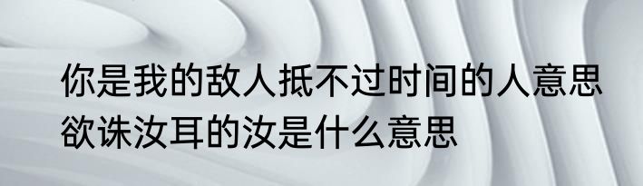 你是我的敌人抵不过时间的人意思　欲诛汝耳的汝是什么意思