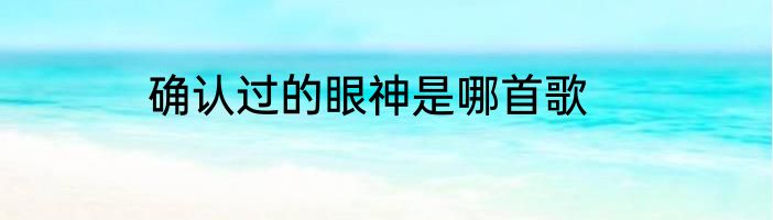 确认过的眼神是哪首歌