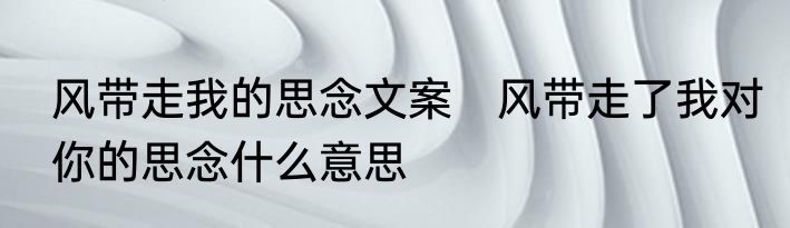 风带走我的思念文案　风带走了我对你的思念什么意思