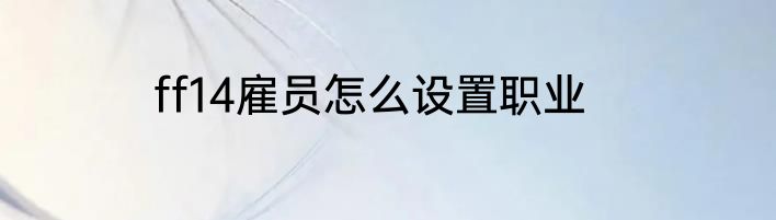 ff14雇员怎么设置职业