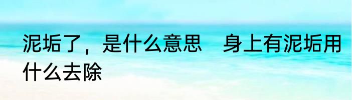 泥垢了，是什么意思　身上有泥垢用什么去除