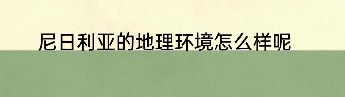 尼日利亚的地理环境怎么样呢