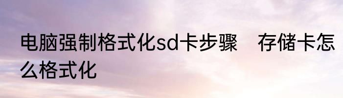 电脑强制格式化sd卡步骤　存储卡怎么格式化