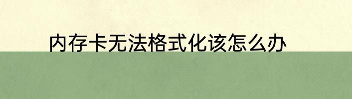 内存卡无法格式化该怎么办