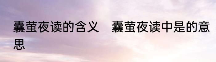 囊萤夜读的含义　囊萤夜读中是的意思