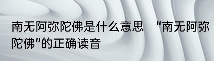 南无阿弥陀佛是什么意思　“南无阿弥陀佛”的正确读音
