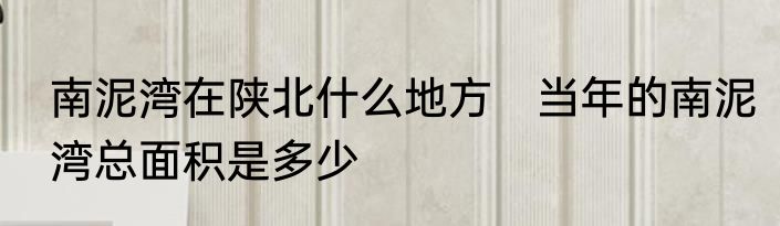 南泥湾在陕北什么地方　当年的南泥湾总面积是多少