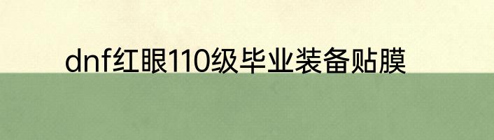 dnf红眼110级毕业装备贴膜