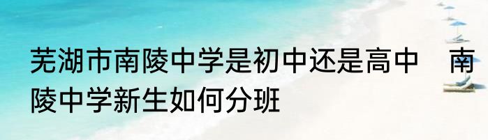 芜湖市南陵中学是初中还是高中　南陵中学新生如何分班