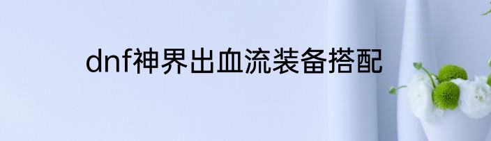 dnf神界出血流装备搭配