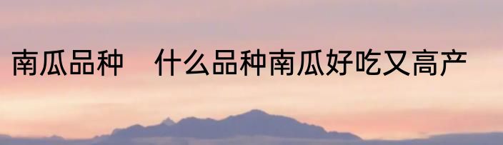 南瓜品种　什么品种南瓜好吃又高产