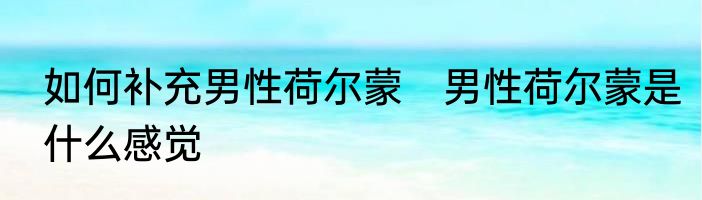 如何补充男性荷尔蒙　男性荷尔蒙是什么感觉