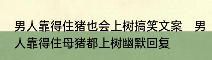 男人靠得住猪也会上树搞笑文案　男人靠得住母猪都上树幽默回复