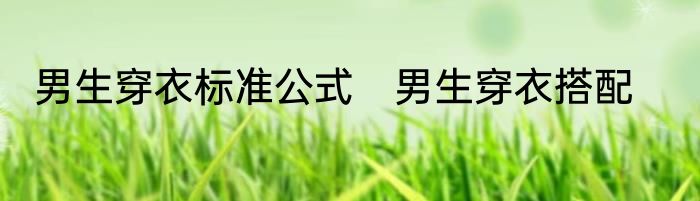 男生穿衣标准公式　男生穿衣搭配