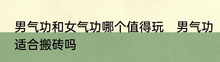 男气功和女气功哪个值得玩　男气功适合搬砖吗