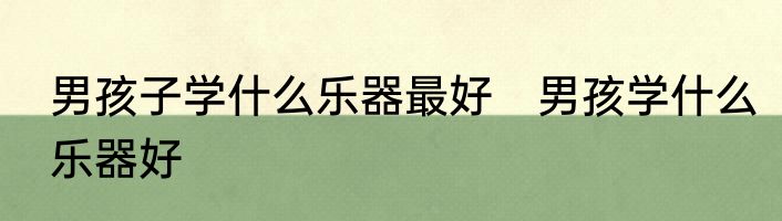 男孩子学什么乐器最好　男孩学什么乐器好