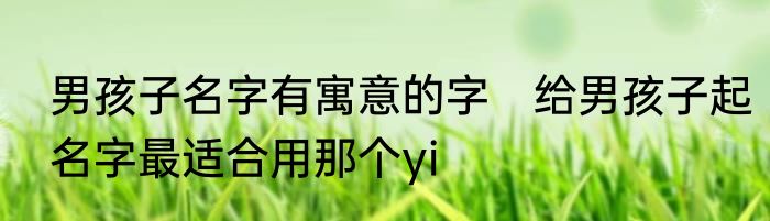 男孩子名字有寓意的字　给男孩子起名字最适合用那个yi