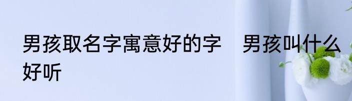 男孩取名字寓意好的字　男孩叫什么好听