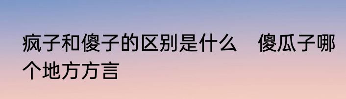 疯子和傻子的区别是什么　傻瓜子哪个地方方言