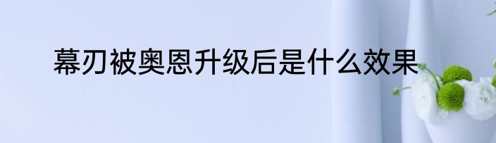 幕刃被奥恩升级后是什么效果