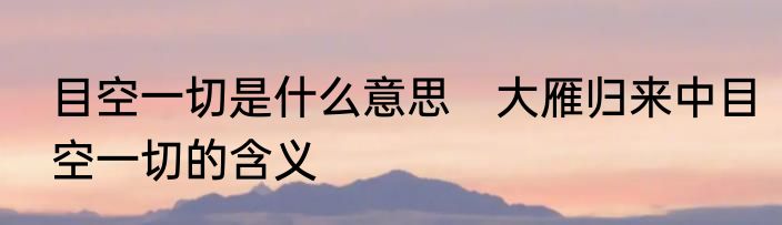 目空一切是什么意思　大雁归来中目空一切的含义