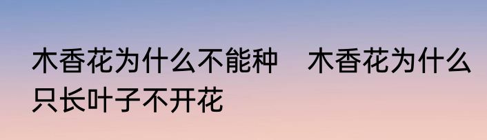 木香花为什么不能种　木香花为什么只长叶子不开花