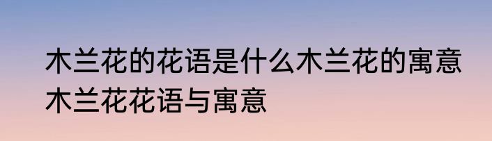 木兰花的花语是什么木兰花的寓意　木兰花花语与寓意
