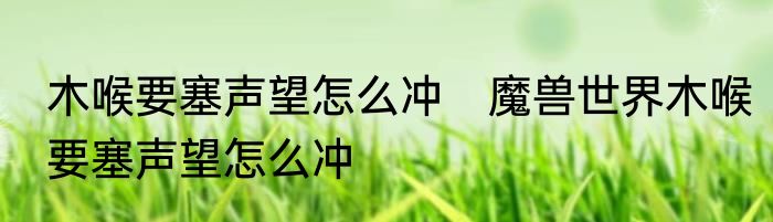 木喉要塞声望怎么冲　魔兽世界木喉要塞声望怎么冲