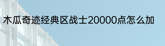 木瓜奇迹经典区战士20000点怎么加