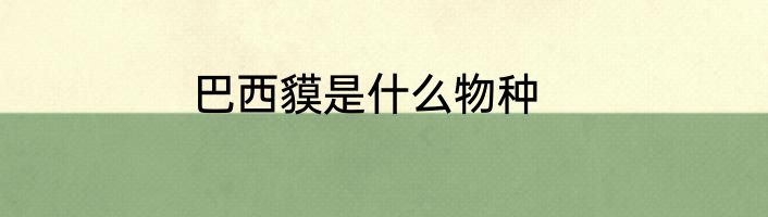 巴西貘是什么物种