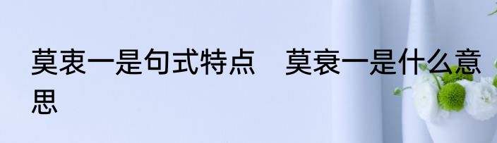 莫衷一是句式特点　莫衰一是什么意思