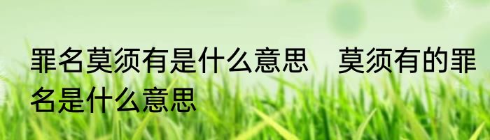 罪名莫须有是什么意思　莫须有的罪名是什么意思