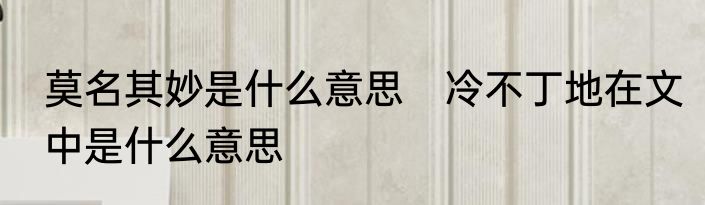 莫名其妙是什么意思　冷不丁地在文中是什么意思