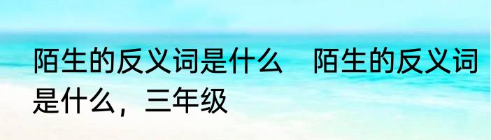 陌生的反义词是什么　陌生的反义词是什么，三年级