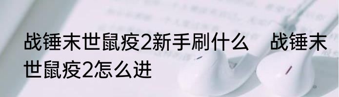 战锤末世鼠疫2新手刷什么　战锤末世鼠疫2怎么进