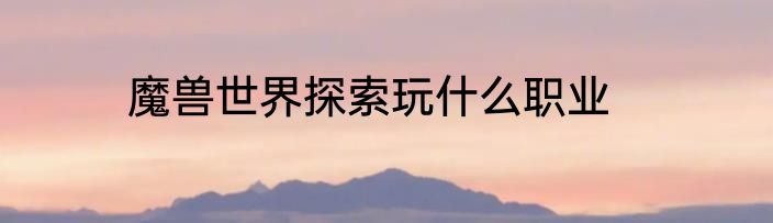 魔兽世界探索玩什么职业