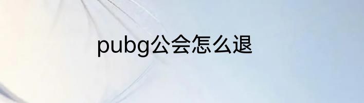 pubg公会怎么退