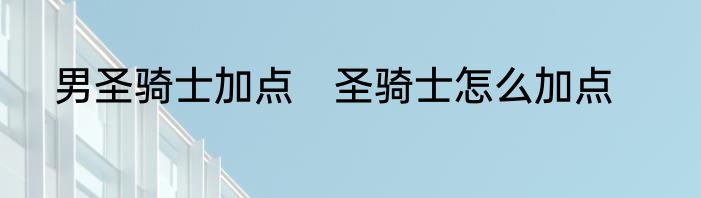 男圣骑士加点　圣骑士怎么加点