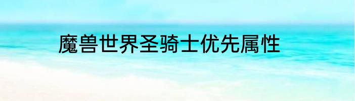 魔兽世界圣骑士优先属性