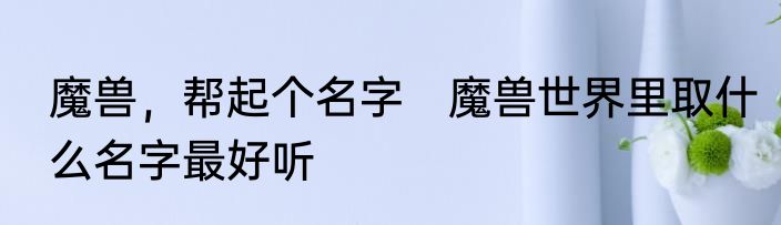 魔兽，帮起个名字　魔兽世界里取什么名字最好听
