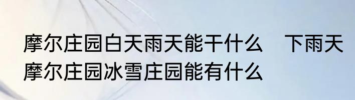 摩尔庄园白天雨天能干什么　下雨天摩尔庄园冰雪庄园能有什么