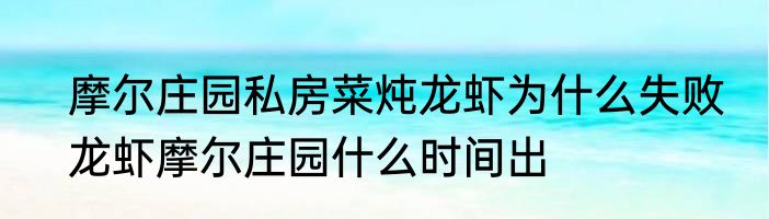 摩尔庄园私房菜炖龙虾为什么失败　龙虾摩尔庄园什么时间出
