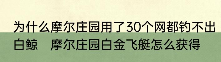 为什么摩尔庄园用了30个网都钓不出白鲸　摩尔庄园白金飞艇怎么获得