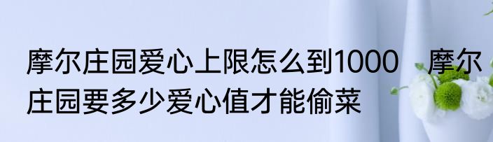 摩尔庄园爱心上限怎么到1000　摩尔庄园要多少爱心值才能偷菜