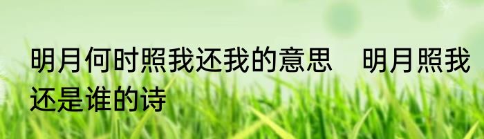明月何时照我还我的意思　明月照我还是谁的诗